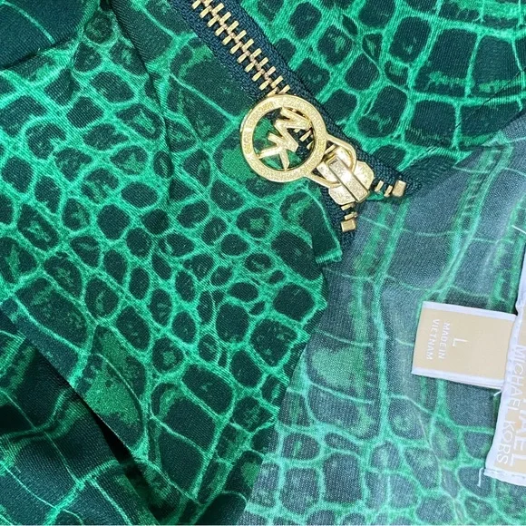 Michael Kors Green Croc-Print Long Sleeve Dress - Picture 7 of 8